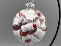 Handmade Music Sheet Ornament | Red Accents, Personalized Gift