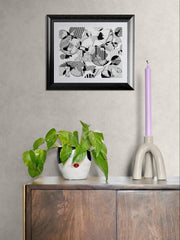 Birds in Flight Ink Print | 8x10 Modern Wall Art matted to 11x14 (Unframed)