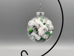 Rolled Sheet Music Christmas Ornament | Handmade Music Lover Gift | Green Accents