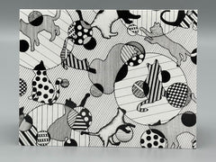 Black & White Cat Art Cards: Modern Abstract Kitty Note Card Set