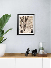 Sepia Artist Tools Art Print | Realistic Mason Jar Drawing (11x14 matted to 16x20 Unframed)