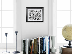 Birds in Flight Ink Print | 8x10 Modern Wall Art matted to 11x14 (Unframed)