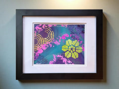 Pond Reflection | Original Abstract Acrylic Painting | Framed Contemporary Art | Vibrant Wall Decor by Kathy OConner