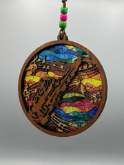 Handmade Saxophone Suncatcher | Faux Stained Glass Music Decor