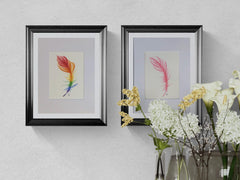 Rainbow Feather Art Print • 6x8 Watercolor Illustration (Matted to 9x12) • Jeanne Dunham Print