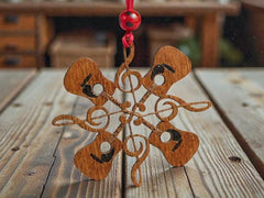 4.5" Guitar Snowflake Ornament with Ribbon & Bead | Music Lover Gift | Music Teacher Christmas Decor