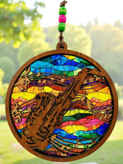 Handmade Saxophone Suncatcher | Faux Stained Glass Music Decor