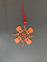 4.5" Guitar Snowflake Ornament with Ribbon & Bead | Music Lover Gift | Music Teacher Christmas Decor