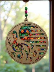 Piano Keys & Treble Clef Suncatcher: Handmade Acrylic Music Ornament