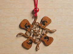 4.5" Guitar Snowflake Ornament with Ribbon & Bead | Music Lover Gift | Music Teacher Christmas Decor
