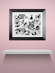 Birds in Flight Ink Print | 8x10 Modern Wall Art matted to 11x14 (Unframed)